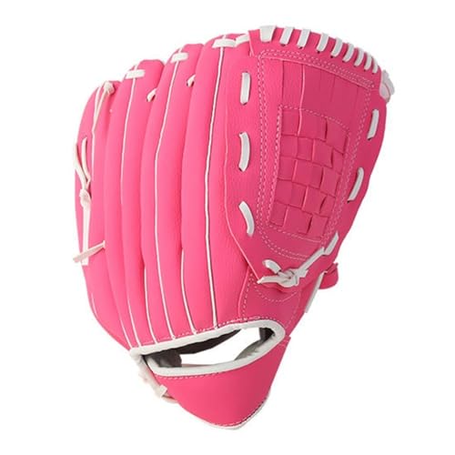 10.5/11.5/12.5 Inch Synthetic Leather Baseball Mitt - Left Hand Deep Pocket Design for Infield Practice, Beginner Softball Glove - color: Red, size: Medium