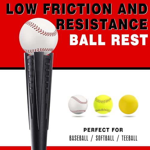 4-Prongs Ball Rest Batting Tee for Baseball and Softball， 23" to 44" Adjustable Baseball Tees for Hitting，Heave Duty Base Baseball Tee （No Included The Baseball） - style: LITE