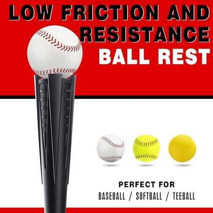 4-Prongs Ball Rest Batting Tee for Baseball and Softball， 23" to 44" Adjustable Baseball Tees for Hitting，Heave Duty Base Baseball Tee （No Included The Baseball） - style: LITE