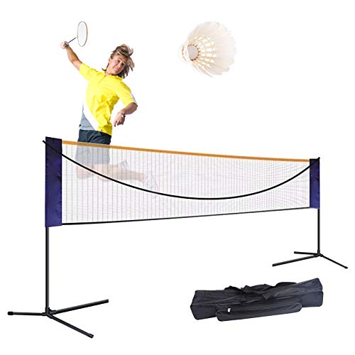 Foldable Badminton Net Set, Adjustable Width (20ft/17ft/12.6ft), Adjustable Height(2.5ft/4.1ft/5.1ft), Portable Badminton Net for Outdoor Indoor