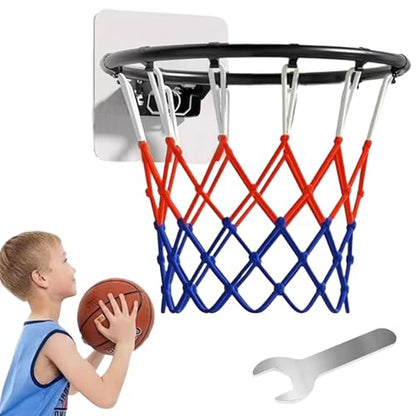Replacement Basketball Rim,Wall Door Mounted Basketball Hoop with Sticker,Basketball Flex Rim Goal Replacement with All Weather Net for Wall Door Mounted/14 Inch