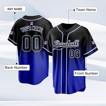 Custom Baseball Jersey Personalized Stitched Family Team Name Number Shirts Uniforms for Women Men Youth Kids - color: Blue-19