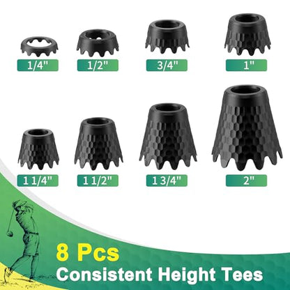 8 Pack ‌Simulator Golf Tees, TPU Unbreakable Material, Height from 1/4" to 2", Suitable for Indoor, Outdoor, Winter, Golf Mats, Turf and Driving Range