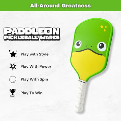 Funny Pickleball Paddles | USAPA Approved Paddle | T700 Carbon Fiber Surface | Propropylene Honeycomb Core | Non-Slip Cushion Grip | Single Paddle | High Grit & Spin | Fun Design - color: Frog