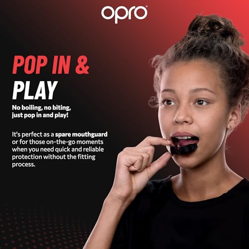 OPRO Snap-Fit Mouth Guard Instant Fit (Electric Blue) Adult Boxing Mouthguard for MMA & Impact Sports, Impact-Resistant Football Mouth Guard for Sports, Hockey & Rugby - Includes Case