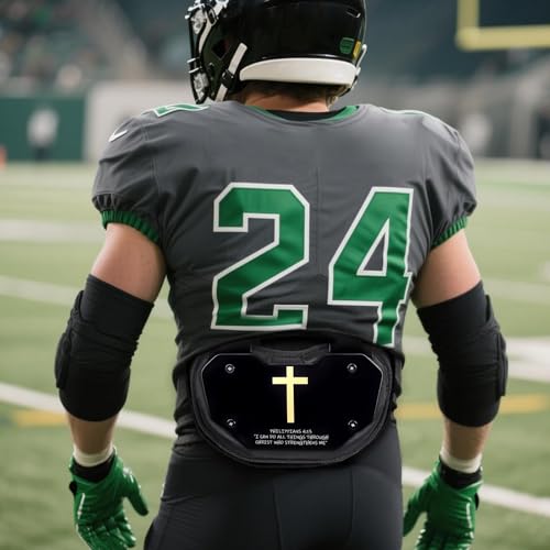 Football Back Plate，Shoulder Pads for Youth and Adult Football Players, Hard-Shell Lower Back Protection, high-Impact Protection, Philippians 4:13 - size: Adult