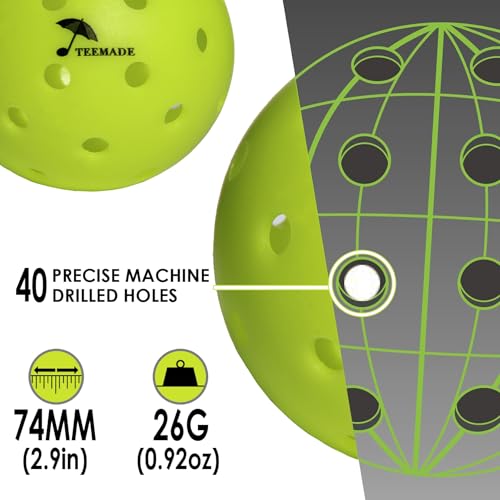 Pickleball Balls – High Visibility Neon Yellow Pickleballs for Outdoor Play, Durable Construction, Consistent Bounce, for Beginners & Competitive Players - color: 3 Pack