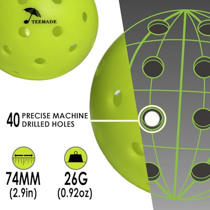 Pickleball Balls – High Visibility Neon Yellow Pickleballs for Outdoor Play, Durable Construction, Consistent Bounce, for Beginners & Competitive Players - color: 3 Pack