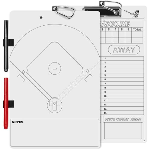 Baseball Coaches Clipboard, White Double-Sided Dry Erase Coach Clipboard, Softball Whiteboard for Coaches, Lineup White Board with Marker for Coaches Gift