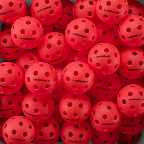 Cannonballz - Indoor Pickleball Balls Multi-Pack – 26 Hole Fluorescent Ember Pickleball Balls, USAPA Approved Indoor Pickleballs for Training, Practice & Tournament Performance