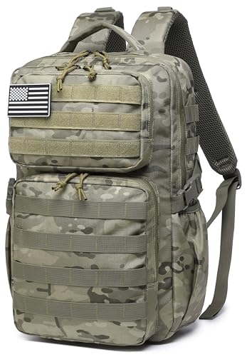 Wotony Military Tactical Backpack for Men Waterproof Daypack 3 Day Assault Pack Molle Bag with Water Bottle Holder - color: Cp, size: 25L