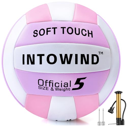 Volleyball Soft Touch Volleyballs Beach Volleyball Outdoor Indoor Volleyballs Beach Park Gym Games Training Official Size 5 Volleyball - color: Pink/Purple/White
