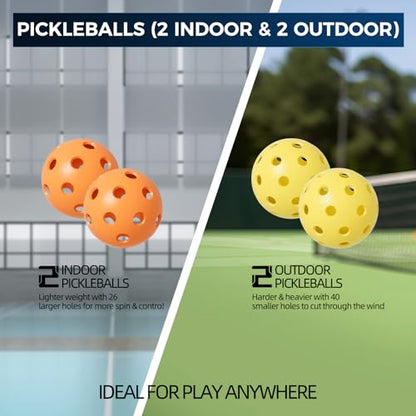 Pickleball Paddles Set of 2 USAPA Approved T700 Raw Carbon Fiber Pickleball Paddle, Friction Surface Pickleball Rackets with 4 Balls 1 Pickleball Bag, Pickle Ball Paddle Set for Men and Women - color: Blue