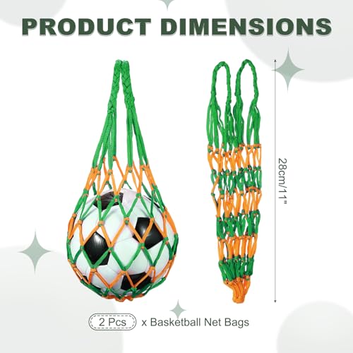 uxcell Basketball Net Bags, Nylon Soccer Ball Holder Portable Multifunctional Single Ball Mesh Net Bag for Storage Basketball Soccer Rugby Balls - color: Yellow/Green