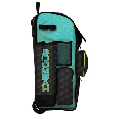 Boombah Rolling Superpack 2.0 3DHC Baseball/Softball Gear Bag - 23-1/2" x 13-1/2" x 9-1/2" - Multiple Colors - Telescopic Handle and Holds 4 Bats - Wheeled Version - color: Black/Aqua/Twitch