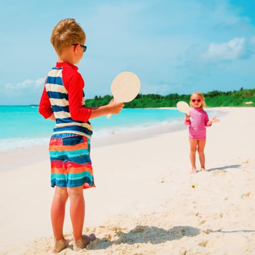 BESPORTBLE Racket Suit 4pcs Wooden Beach Paddles with Comfortable Grip for Outdoor Sports Badminton and Table Tennis Fun