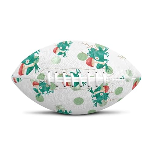 SYtrade Recreational Football Game Footballs PU Composite Leather Footballs for Training Indoor Outdoor - color: Frog Mushroom Green Dots