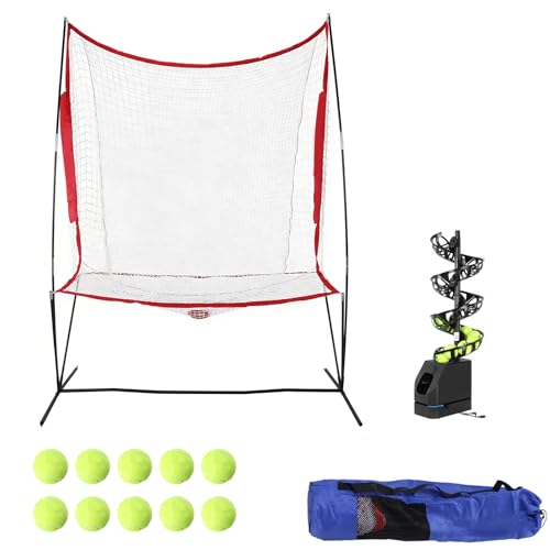 Pickleball Machine Ball Thrower with 10 Pickleballs Pickleball Practice Equipment 5 Adjustable Angles 2 Power Level for All-Levels Ages Beginners Kids Coaches