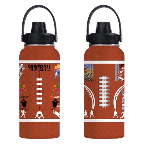 Football Water Bottle 32oz Football Stainless Steel Tumbler Football Insulated Bottles For Men Women Football Gifts For Football Lover Player Fan Coach - color: Football
