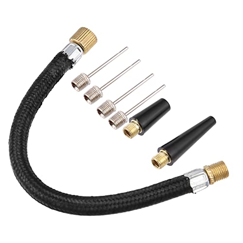 X AUTOHAUX 1 Set Portable Air Pump with Inflation Needle Tapered Nozzle Extension Hose for Bicycle Wheel Tire Inflator
