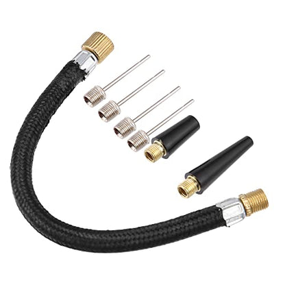 X AUTOHAUX 1 Set Portable Air Pump with Inflation Needle Tapered Nozzle Extension Hose for Bicycle Wheel Tire Inflator