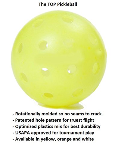 TOP Ball (The Outdoor Pickleball) - 6 Count - Yellow - USAPA Approved for Tournament Play