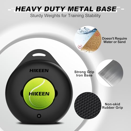 Hikeen Premium Tennis Trainer Rebound with Metal Base,Portable Solo Tennis Trainer Set with 3 Highly Elastic String Balls,Tennis Practice Equipment for Adult Kids an Beginners - style: Black