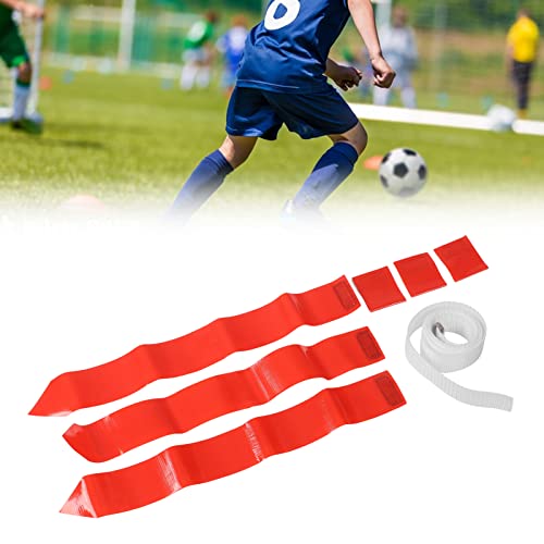 Football Belt Flags Tag 1 Belt with 3 Flags for Youth Competition Games Practices Training Red