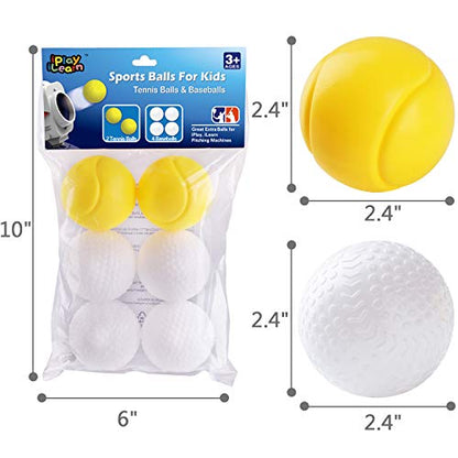 iPlay, iLearn Pitching Machine Baseball & Tennis, Plastic Replacement Balls, Sports Training Ball, 6Pcs Set, Outdoors Game Set, Active, Learning Gift Age 4, 5, 6, 7, 8 Year Olds Kids, Boys, Girls