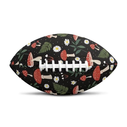 SYtrade Recreational Football Game Footballs PU Composite Leather Footballs for Training Indoor Outdoor - color: Mushroom Daisy Black