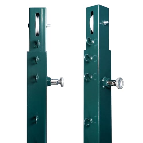 Aoneky Permanent Adjustable Volleyball Post System - Complete Set with 2 Steel Poles & Ground Sleeves, 6 Height Settings for Badminton & Volleyball, Includes Winch for In-Ground Install - color: Green, style: Square