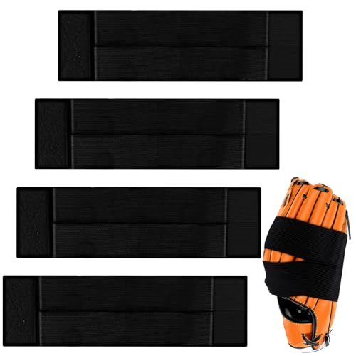 Glove Wrap Band, 4 PCS Baseball Glove Strap, Softball and Baseball Glove Strap Elastic Glove Wrap Softball Baseball Glove Accessories for Quickly Keep the Pocket Formed Fit All Gloves