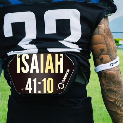 O Shield Golden Cross Chrome Football Back Plate, Lower Back Pads for Football Players, Rear Protector, Cross Series - size: Youth (Weight less than 180 Pounds), style: Isaiah Black