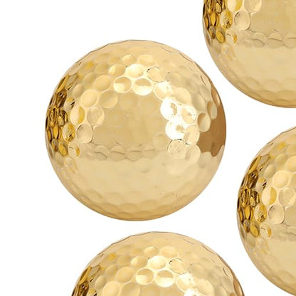4Pcs Portable Double Layer Gold Plating Golf Ball Accessory Golden for Long Distance High Visibility Practice Training