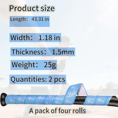 4 Pcs Cross Baseball Bat Grip Tapes, 1.5mm, Precut and Full Adhesive Softball Grip Tape,Non-Slip Baseball Bat Wrap, for Multi-Sport Handles - color: Colorful