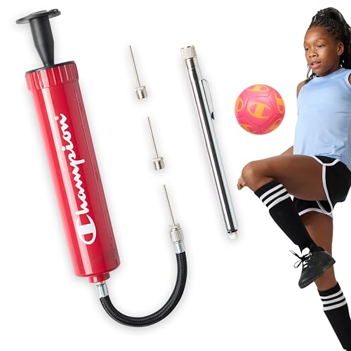 Champion Replacement Ball Pump with Metal Inflation Replacement Needles for Sports Balls with Compact Case, Compatible with Most Pumps for Basketball, Soccer, Football, Volleyball & Yoga Balls