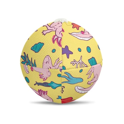SYtrade Recreational Football Game Footballs PU Composite Leather Footballs for Training Indoor Outdoor - color: Axolotl Starfish Yellow