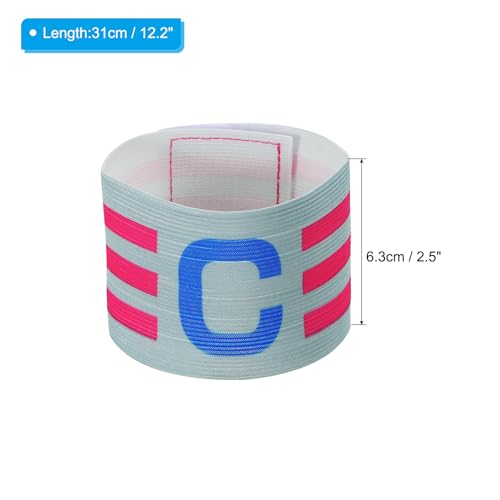 PATIKIL 12.2x2.5 Soccer Captain C Armband, 2 Pack Nylon Unisex Elastic Arm Badge Adjustable for Youth Adult Team Training, Grey