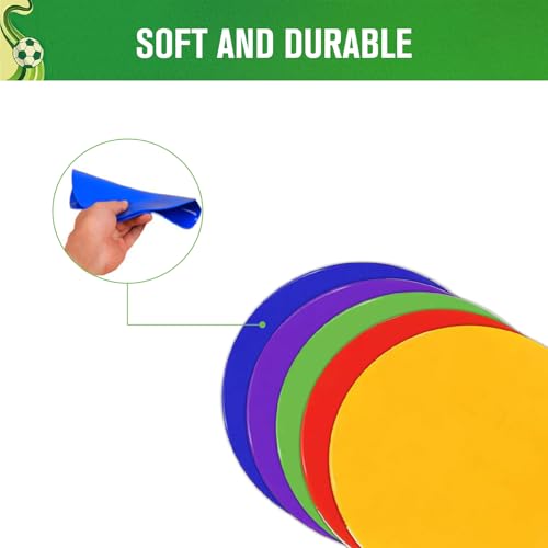 9 Inch Non Slip Rubber Agility Markers,Flat Field Cones Floor Dots for Soccer Basketball Sports Speed Agility Training and Drills(6Pcs,with Net Bag)