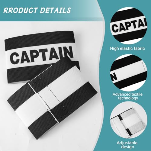 Yuanchu 4 Pack Soccer Captain Armband, Classic Sports Arm Band Unisex Captains Bands Elastic Adjustable
