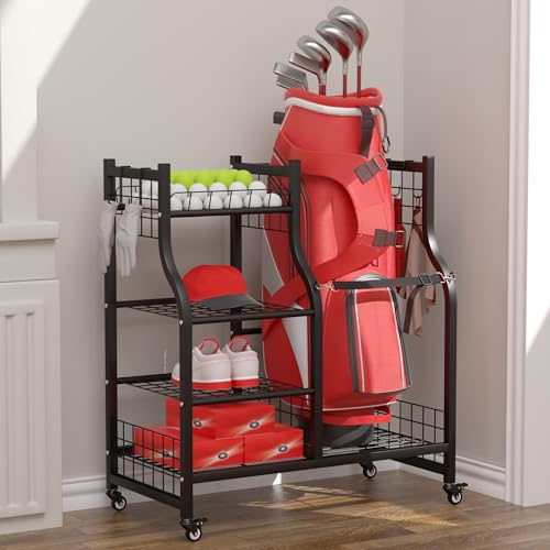 Ultrawall Golf Bag Storage Rack Organizer, Golf Bag Holder Stand for Garage, Golf Equipment Rack