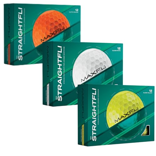 Maxfli StraightFli Golf Balls Variety Pack – 36-Pack (Gloss White, Gloss Yellow, Matte Orange) | Soft Feel, Durable Ionomer Cover | Ideal for Beginners & Recreational Golfers