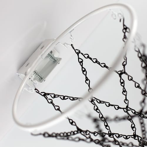 Mini Basketball Set, 9-Inch White Rim with Chain Net, Door Hooks, Ball and Pump - color: Black