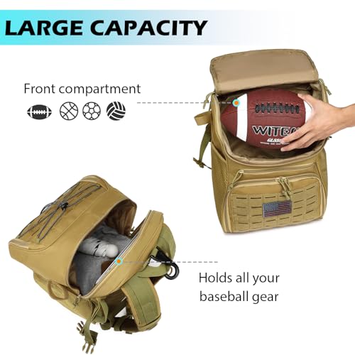 HAMBOLY Baseball & Softball Bag for Adult and Youth with Shoe Compartment, Waterproof Equipment Bag Backpack for Baseball Softball Bat Helmet, with Fence Hook Design
