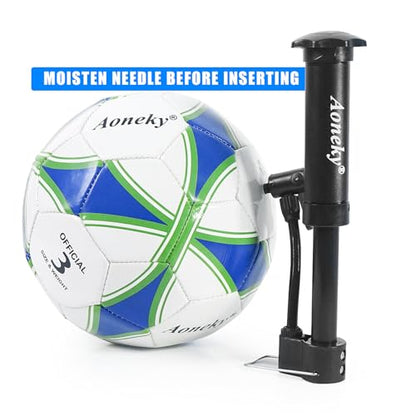Aoneky Soccer Ball with Pump - color: 5 Pack with 1 Pump - White/Blue/Green, size: 3