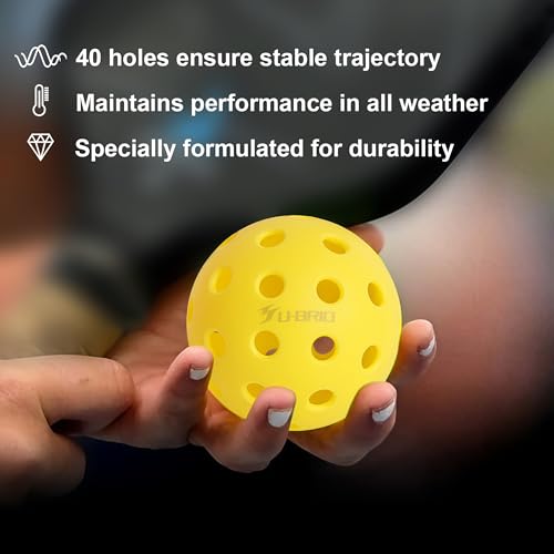 Pro-Grade 40-Hole Outdoor Pickleball Balls 3/4/12 Pack- Pro-Player Tested with Wind-Resistant Design, High-Visibility & 300+ Hit Suitable for Players of All Skill Levels