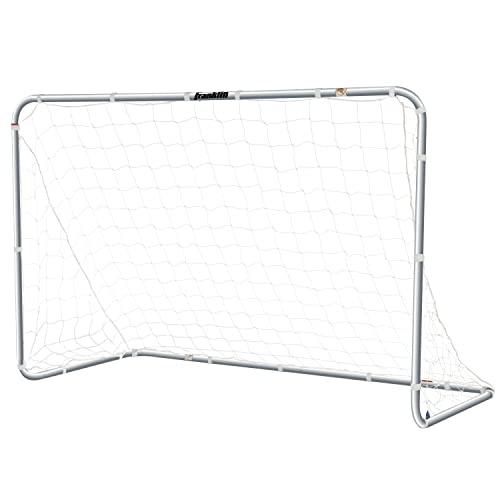 Franklin Sports Competition Soccer Goals - Backyard Portable Steel Soccer Goals - Adult + Youth Soccer Goal with Net + Ground Stakes Included - Multiple Sizes + Colors - color: Silver, style: Non-Folding 6' x 4'