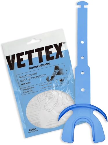 Markwort Vettex Doubleguard Mouthguard for Football, Lacrosse, MMA, Boxing, Braces - Breathable Doubleguard with Lip Protection and Strap, Columbia Blue - color: Columbia Blue