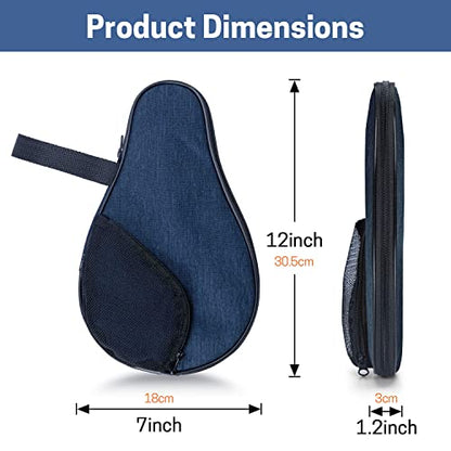 VISEMAN Table Tennis Racket Cover, Ping Pong Paddle Case, Portable Waterproof Table Tennis Bat Bag to Hold 2 Paddles 5 Balls - color: Blue