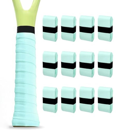 Tennis Racket Grip Tape, 3/6/12 Pack Precut Anti Slip Tennis Grip Tape, Absorbent Dry Feel Tennis Grips Overgrip for Tennis, Pickleball - color: MintCream
